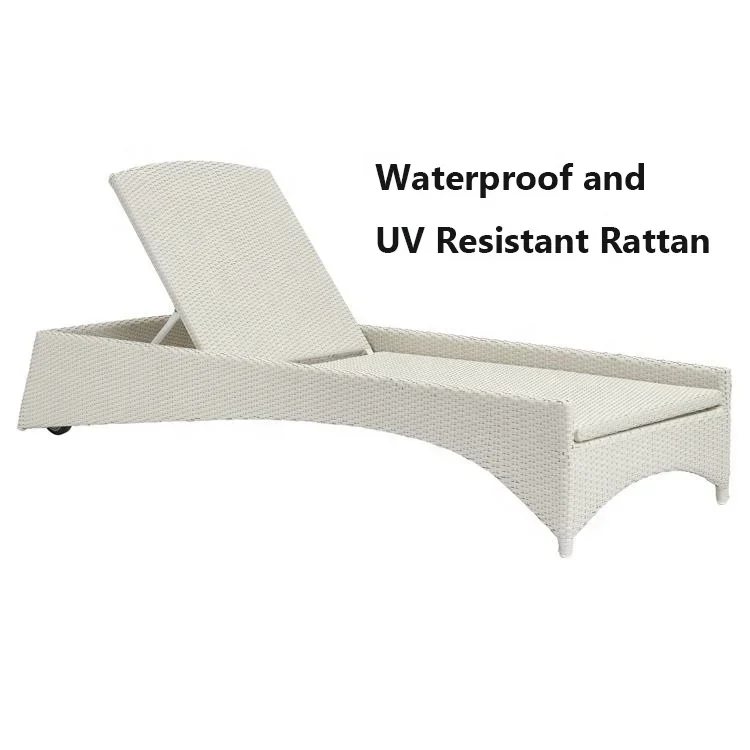 

# White Beach Sunbed Wicker Aluminum Rattan Outdoor Swimming Pool Lounges Sun Lounger Chairs #