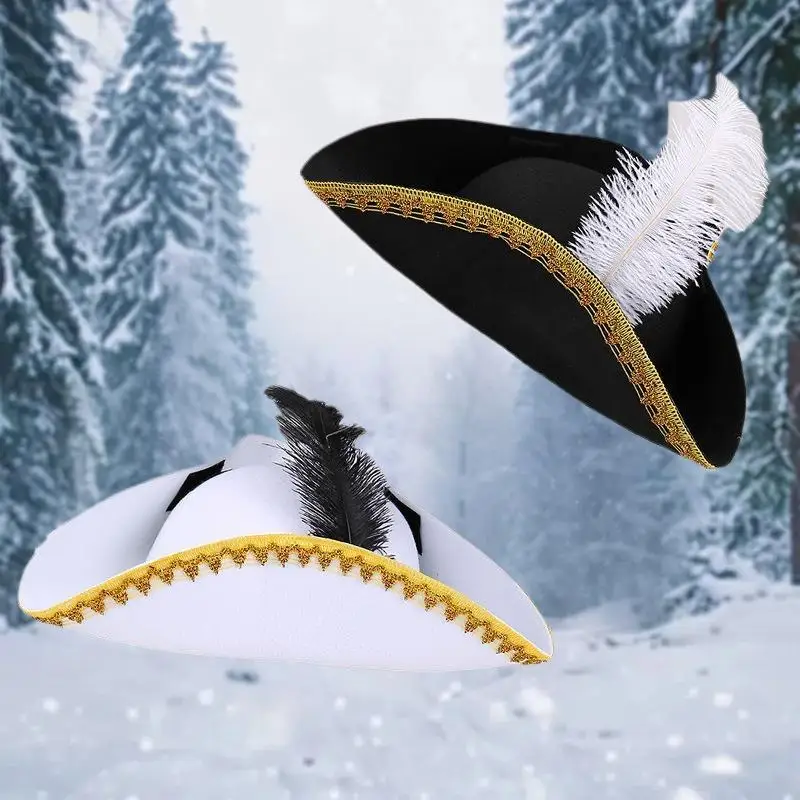 Retro Kreatywne Pióra Kapelusz Piracki Cosplay Kapelusz Piracki Kapitański Kapelusz Halloween Karnawał Impreza Kostium Rekwizyty Prezenty Świąteczne
