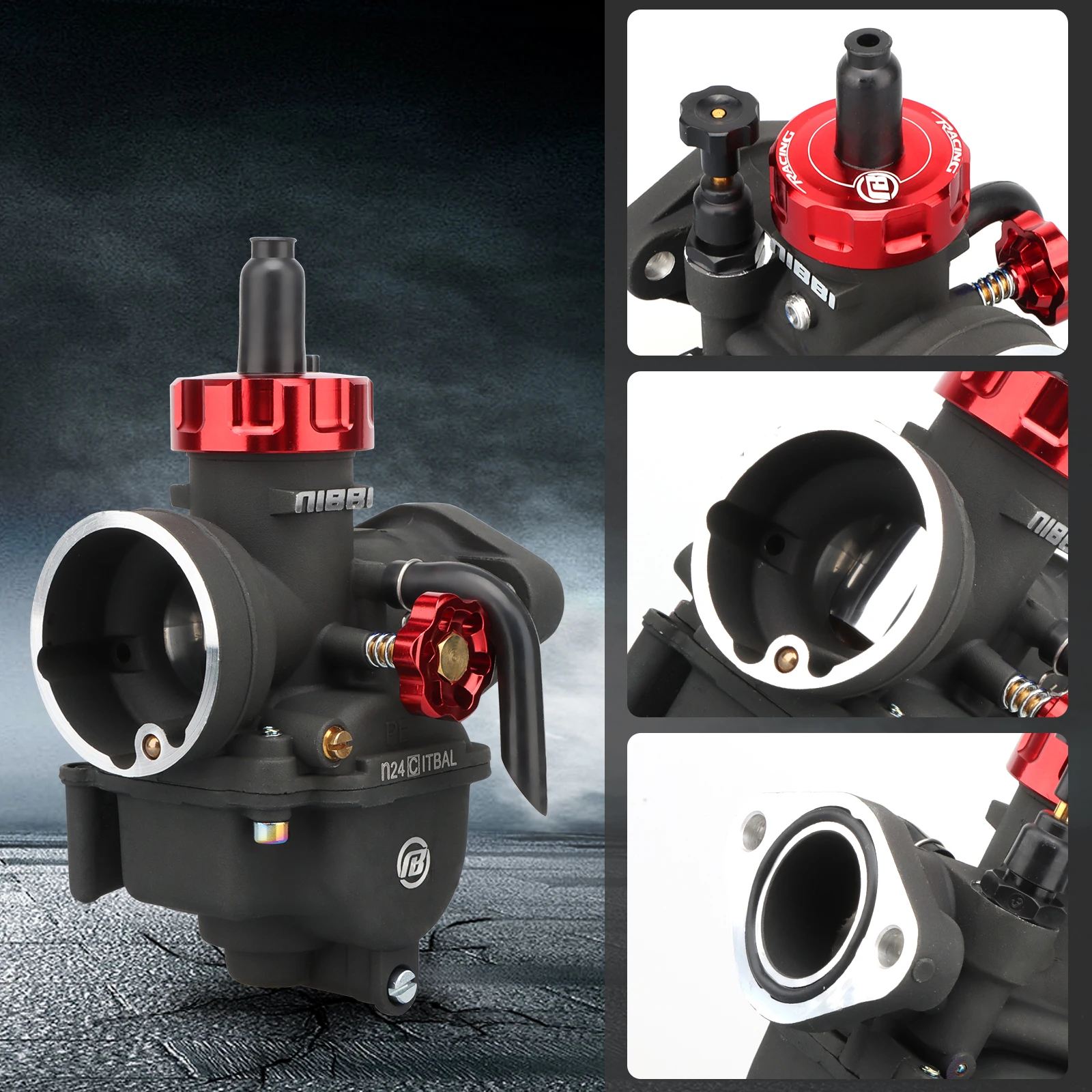 NIBBI Motorrad PE-Flanschvergaser mit CNC-Geradkopf-Luftfilterkit für KTM Honda 2T 4T Motocross Vergaserdüsen Modifiziertes Teil – Detail 7