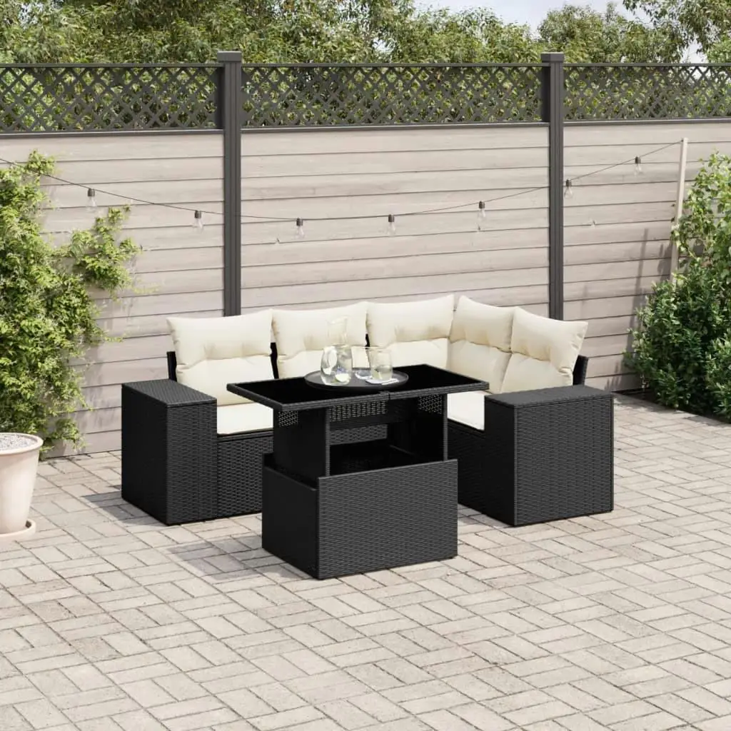 

Stylish Black Cream Garden Sofa Set Outdoor Seating Furniture Modern Design Durable Weatherproof