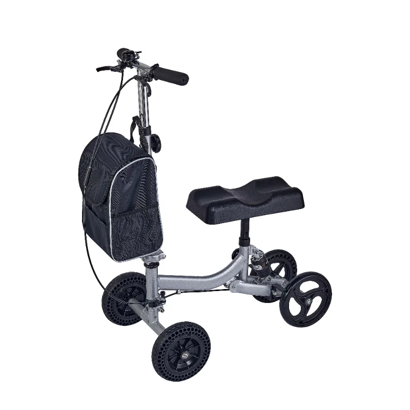 

All Terrain Steerable Knee Scooter Anti-wrestling folding Knee Walker Heavy Duty Alternative in Black