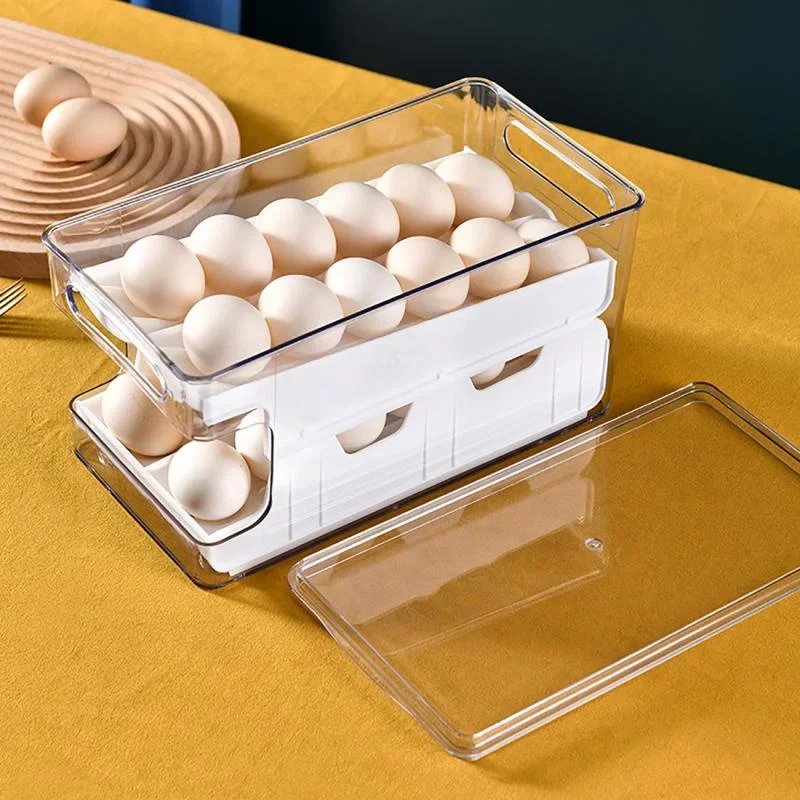 Slide Type Refrigerator Egg Tray Egg Storage Box Fresh-Keeping Egg Holder Transparent Refrigerator Food Container