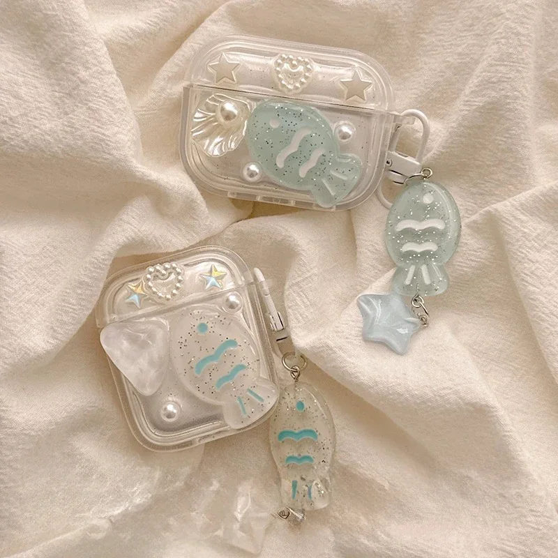 

Glue-dropping pearl shell fish is suitable for Apple headset case airpods4 wireless Bluetooth airpodpro2 three generations