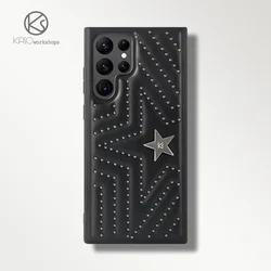 Luxury Rivet Stars Leather Case for Samsung Galaxy S23 Ultra Fashion Punk Shockproof Cover for Galaxy S22 Ultra S23 Plus