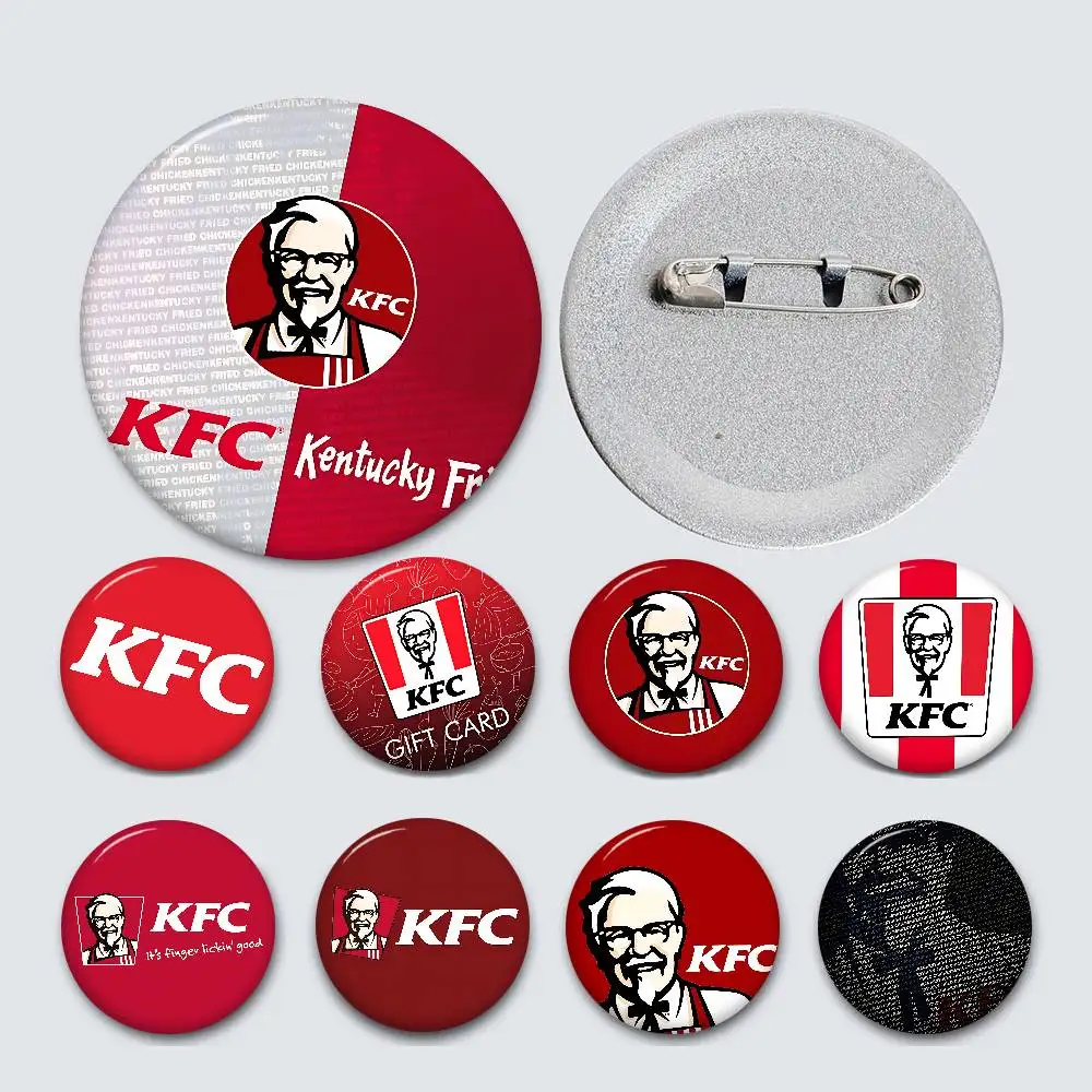 Fashion K-kfc Logo Soft Button Pin Round Metal Badge Lapel Pin Parts Gift Friends Kid Jewelry