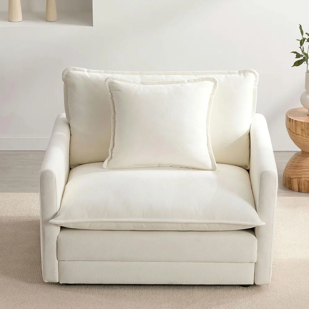 

Chenille Oversized Accent Chair - 39”W Big Comfy Reading Chair, Modular Cloud Chair, Customized