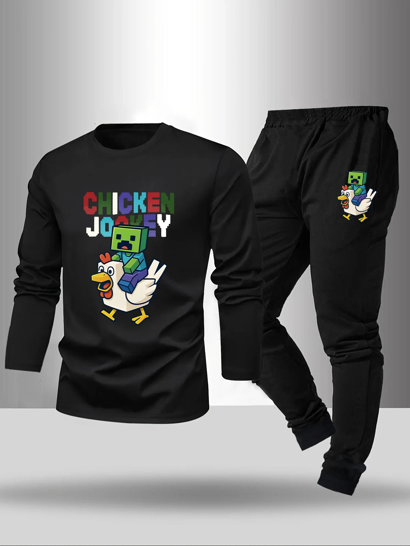 

2-piece men's sleepwear set for spring summer autumn winter long sleeved pants letter patterned base shirt home wear set