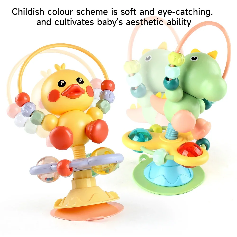 Bebê dos desenhos animados calmante tocando brinquedos chocalhos conjunto infantil cadeira alta brinquedo mesa ventosa brinquedo desenvolvimento interativo bandeja do bebê brinquedo