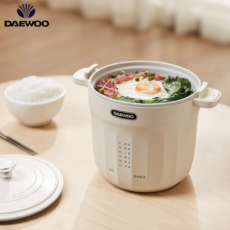 DAEWOO 1.2L Mini Rice Cooker Smart Electric Multi Cooker For Home Dormitory 24H Timing Auto Keep Warm Stew Soup Porridge Noodles