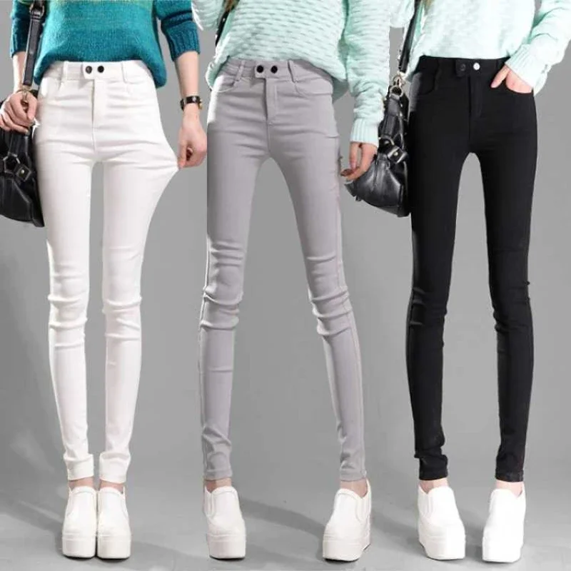 Black Leggings Female Spring Autumn Explosive Long Slimming Nine Points High Waist Tight Foot Trousers Student Pencil Pants