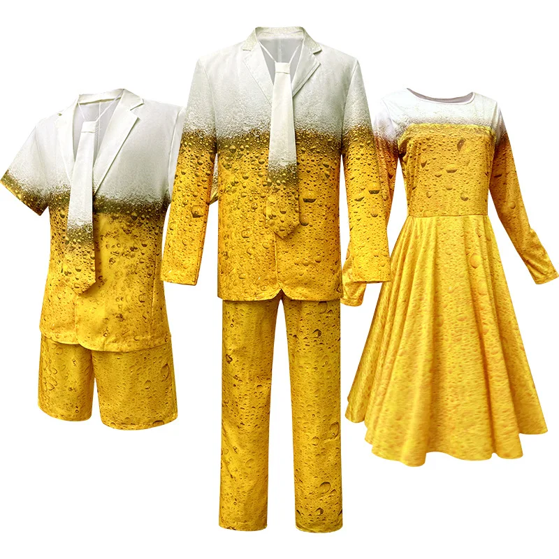 

New Yellow Gradient Beer Suit Women's Dress Men's Suit and Trousers Suit Festival Men and Women Play Costumes