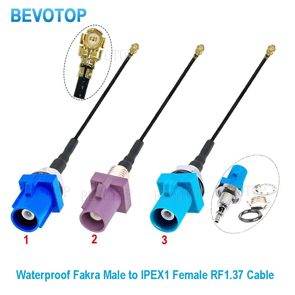 10PCS Fakra to IPX RF1.37 Cable Waterproof Fakra Male Code C/D/Z to u.FL Female Jack Antenna Pigtail Fakra to Ufl Jumper