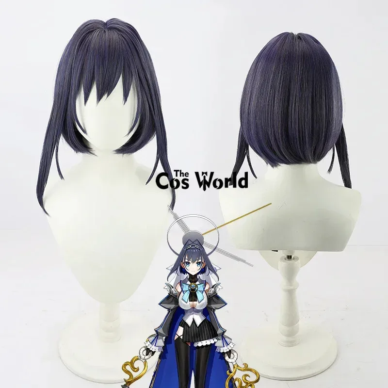 Virtual YouTuber VTuber Hololive inglés Ouro Kronii 35cm pelucas cortas de Anime Cosplay fibra de pelo sintético resistente al calor + gorro de peluca