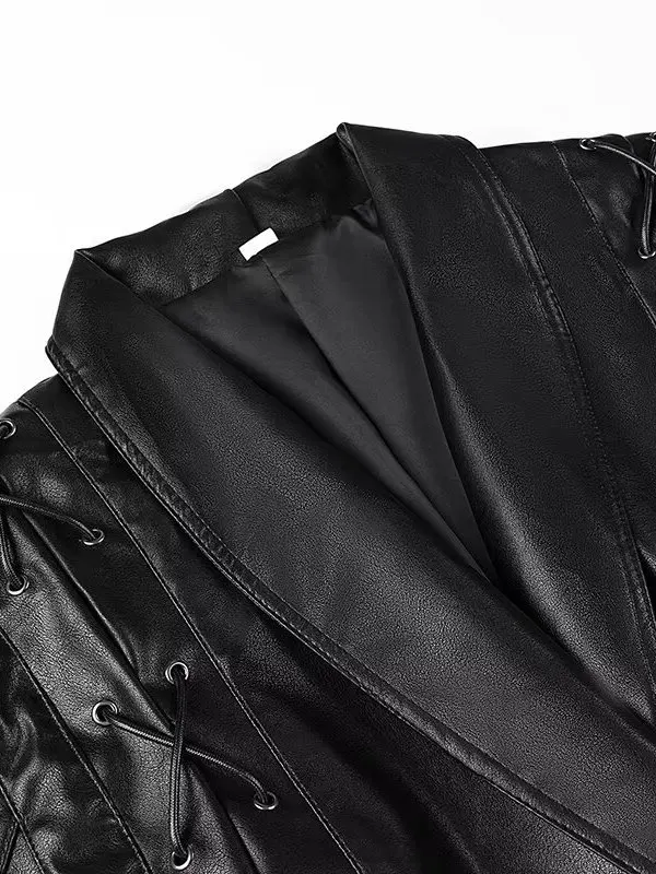 Jaqueta Fena Marrom Estilosa de Couro Sintético com Cinto, Modelo Curto, Ajuste Slim, Design Europeu, Manga Longa, Ideal ...