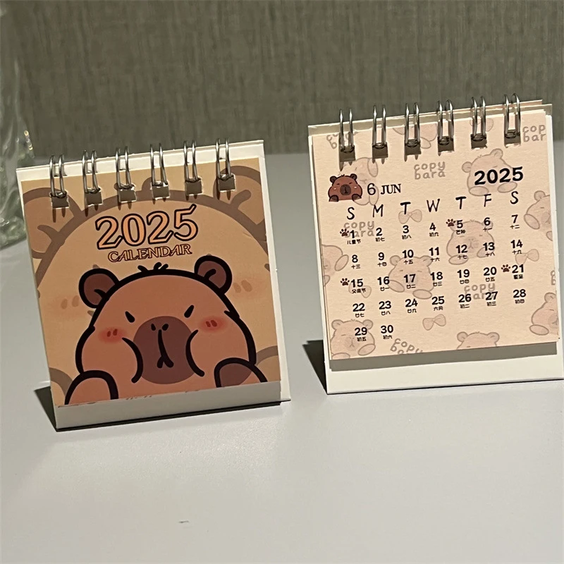 2025 Cartoon Capybara Mini Desk Calendar Desktop Calendar Small Ornaments Decoration Christmas Gift