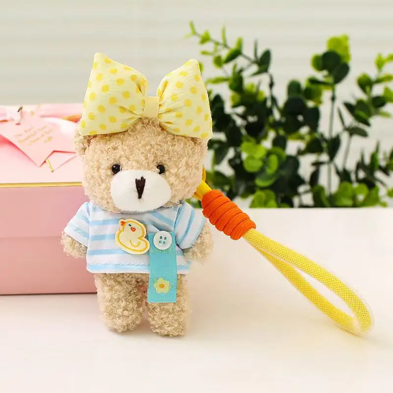 15cm Simulation New Sweet Bear Backpack Pendant Doll Stuffed Plush Toy Cartoon Anime Cute Children's Birthday Gift Fun Doll