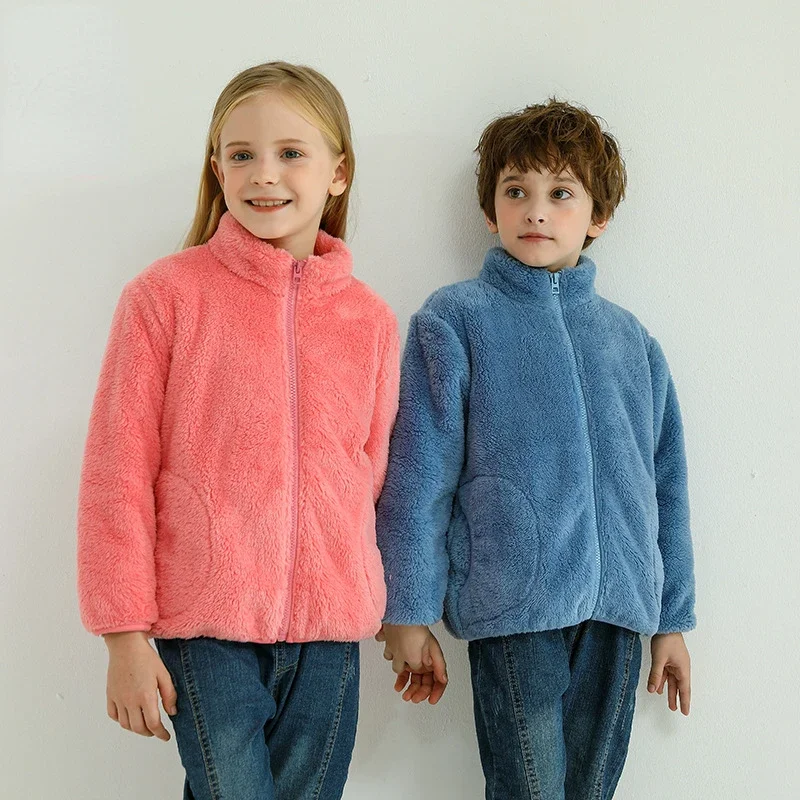 

Kids Fleece Jacket Coral Velvet Tops Parent-child Wear Childrens Jackets