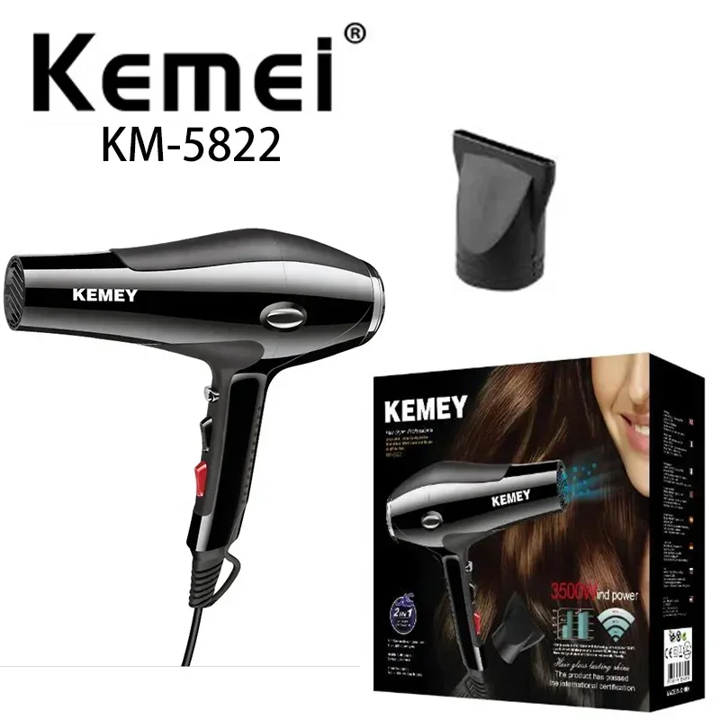 Kemei KM-5822 3500W high-power three temperature regulation professional hair dryer with high quality