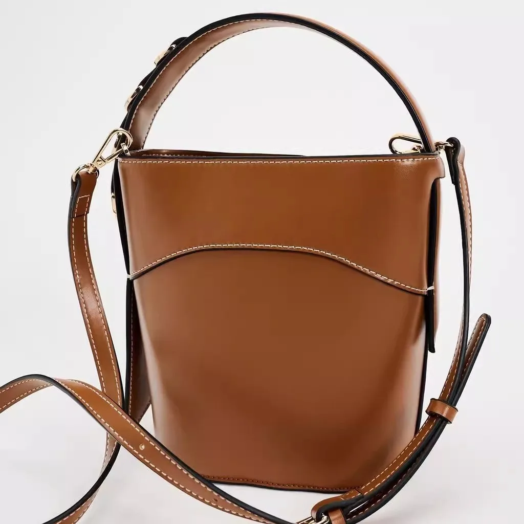 Fashion Buckle Bucket Bag Luxury Designer Bags for Woman Handbag Patchwork Shoulder Crossbody Bag PU Leather Clutch Purses Tote