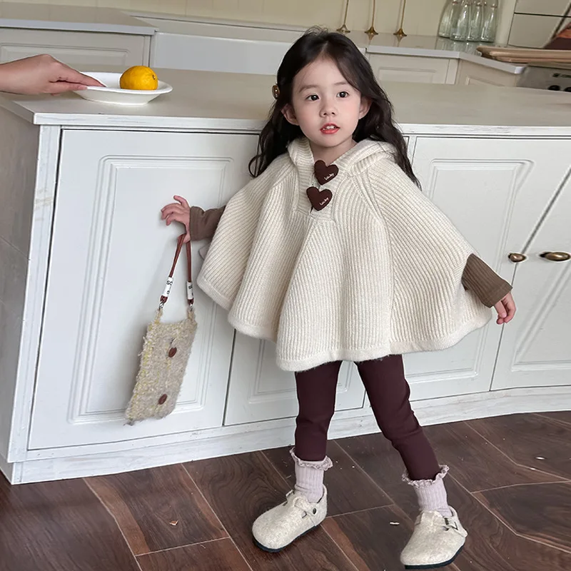 Maglioni autunno abbigliamento per bambini ragazza maglione maglia mantello felpa con cappuccio semplice 2024 cappotto allentato Pullover top stripd