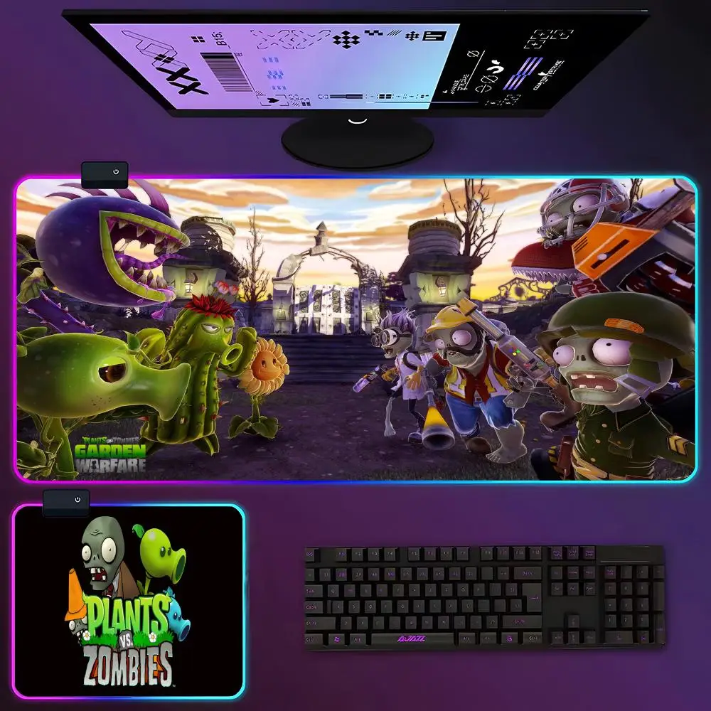 game plants vs zombies Mouse Pad RGB Luminous 900x400x3mm Thickened  Large Table Pad Encrypted Anti Skid Super Large Mouse Pad