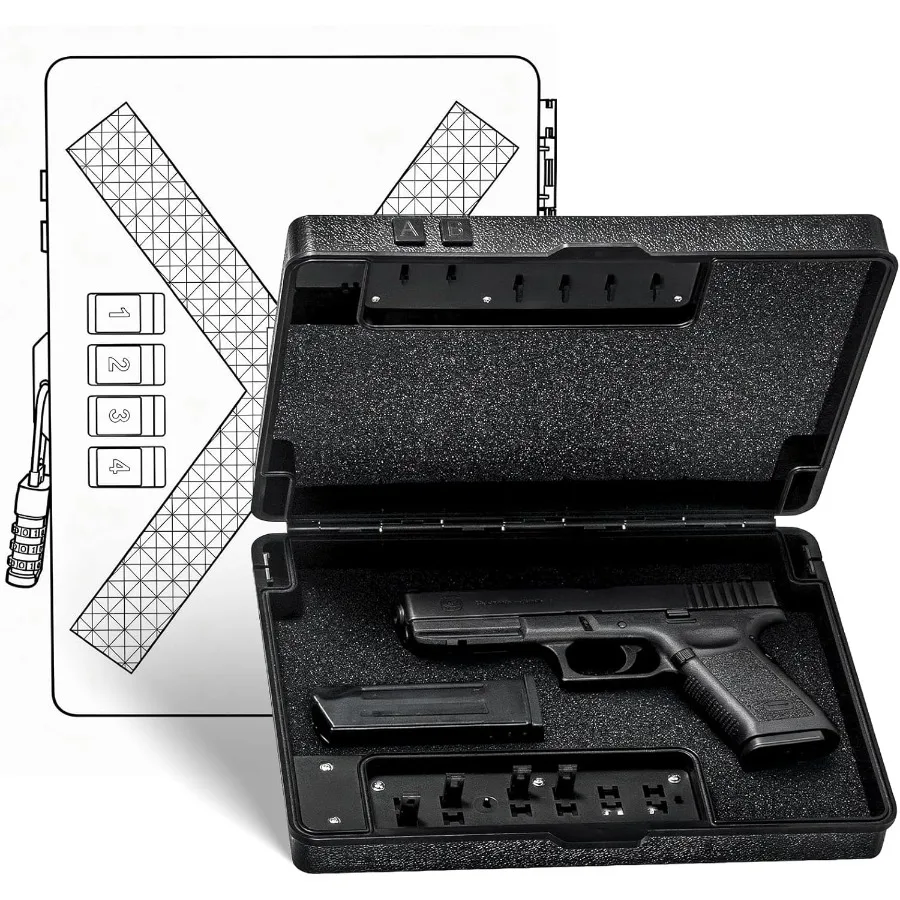 

Сейф для пистолета с механическим замком и TSA-замком, быстрый доступ, портативный, для прикроватной тумбочки