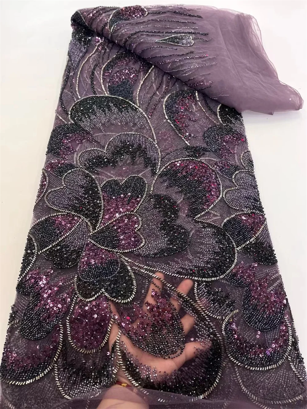 

Африканский тюль, кружевная ткань, 2025 г., французская сетчатая ткань с блестками, вышивка бисером, кружевная тюль, сетка, нигерийское платье, 5 ярдов