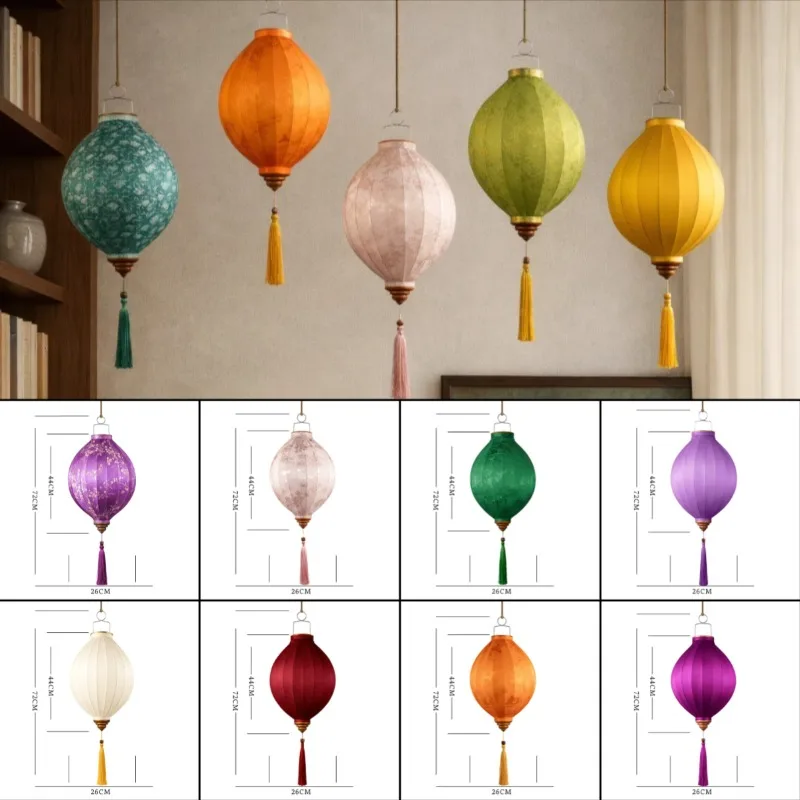 

14inch Chinese Traditional Palace Lantern Satin Silk Lantern Vietnam Mid-autumn Spring Festival Wedding Party Decor Lantern