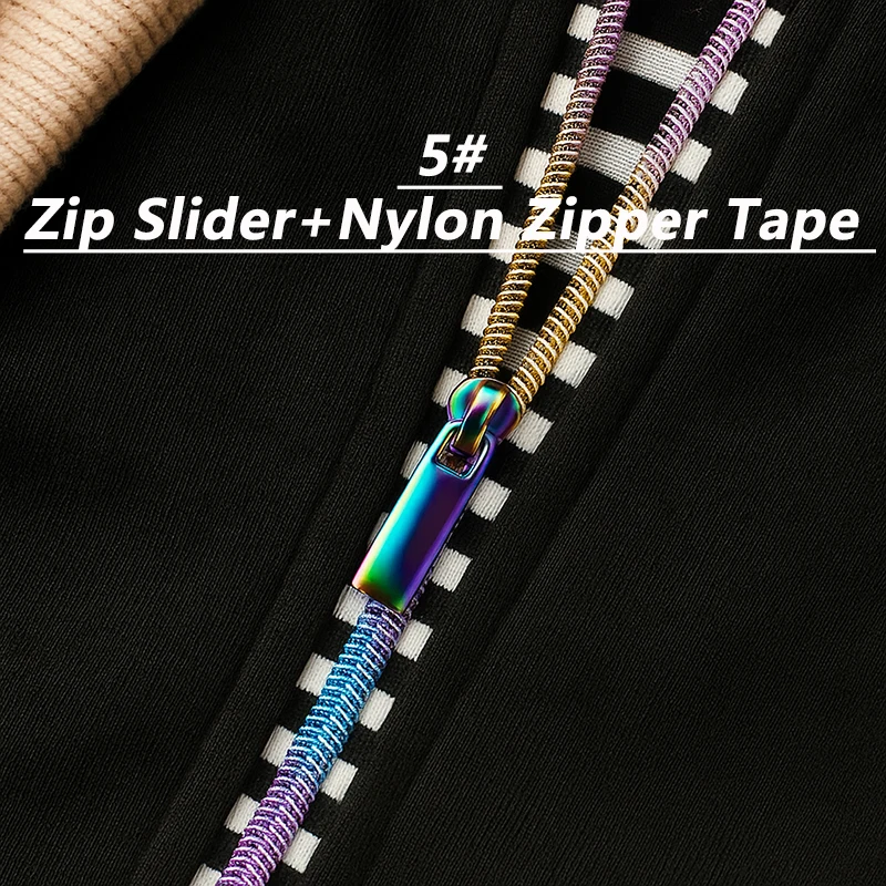 

1-10M 5# Zip Slider for Nylon Zipper Tape Coat Backpack Zippers Roll Jacket Bag Closure Zips Repair Kits DIY Sewing Accessories