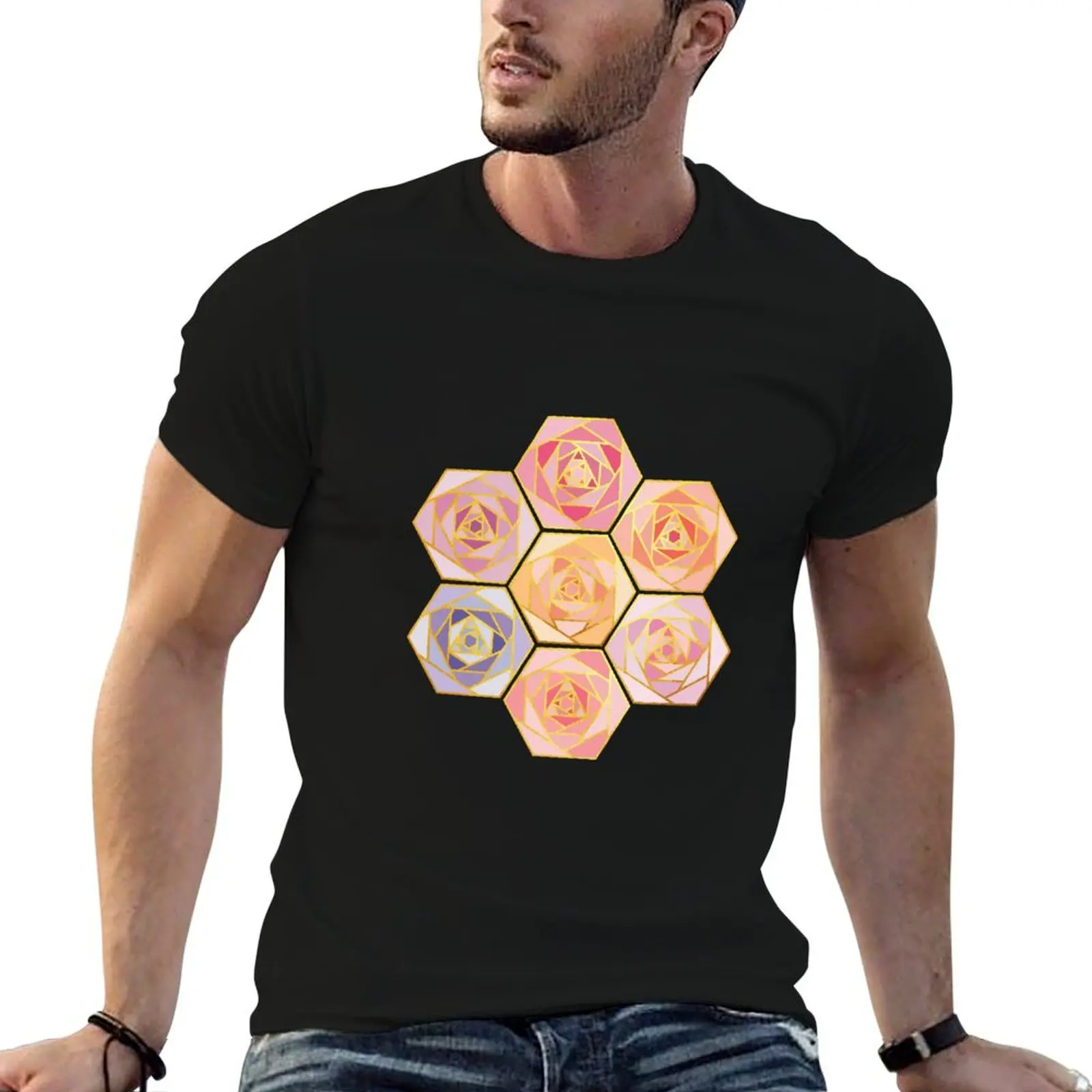 Honeycomb roses T-Shirt hippie clothes graphic t shirt vintage shirts graphic tee graphic t shirts mens clothing