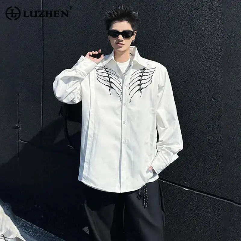 

LUZHEN 2025 New Personalized Pattern Printed Long Sleeve Shirts Men's Stylish High Quality Street Handsome Male Clothes JY1081