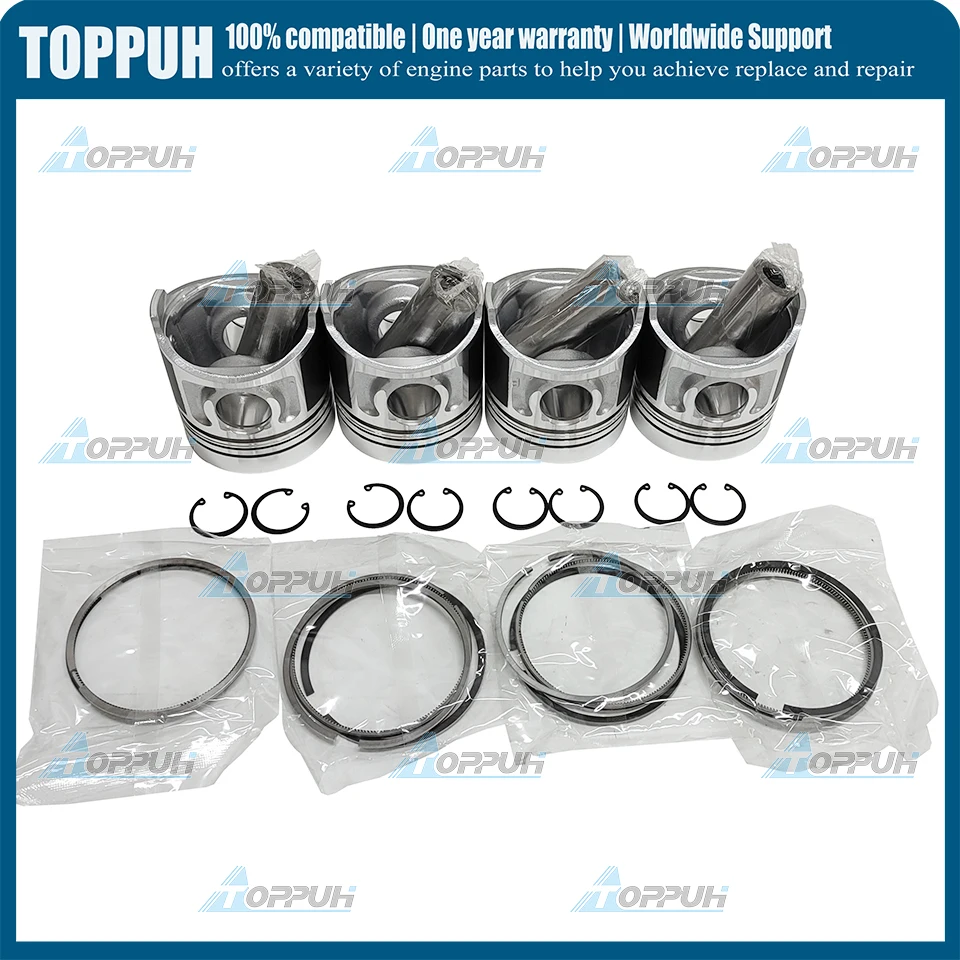 4 PCS Piston & Piston Ring Set C2.2 For Caterpillar Diesel Engine C2.2 C2.2T