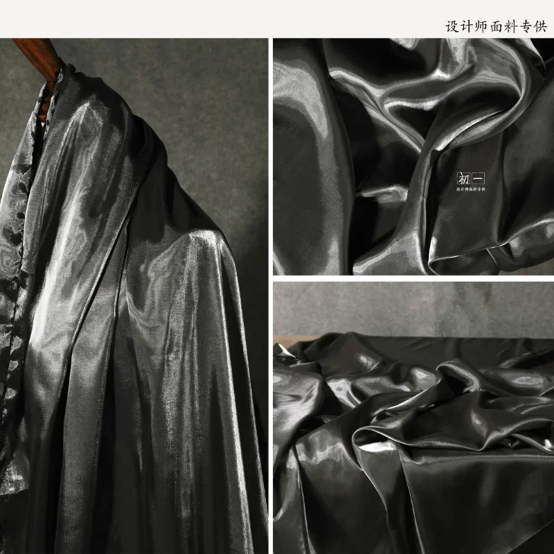 

Dual Color Black Gray Gradient Silver Fabric Polyester Fiber Dress Shirt Clothing Designer Diy Sewing Material Wholesale Cloth