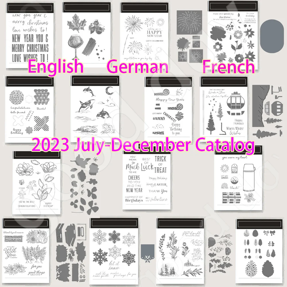 

2023 New Christmas Whales Fireworks Flowers Cutting Dies Stamps Scrapbook Diary Decoration Embossing Template DIY Card Handmade
