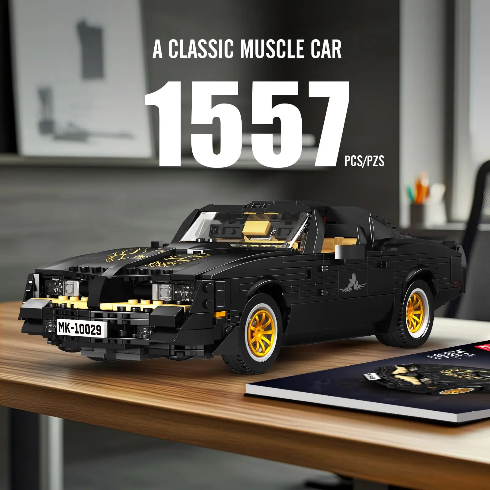 

MK10029 Vintage American Classic Muscle Sports Car Building Kit (1557pcs) - Static Display Set for Adults & Kid iconic movie car