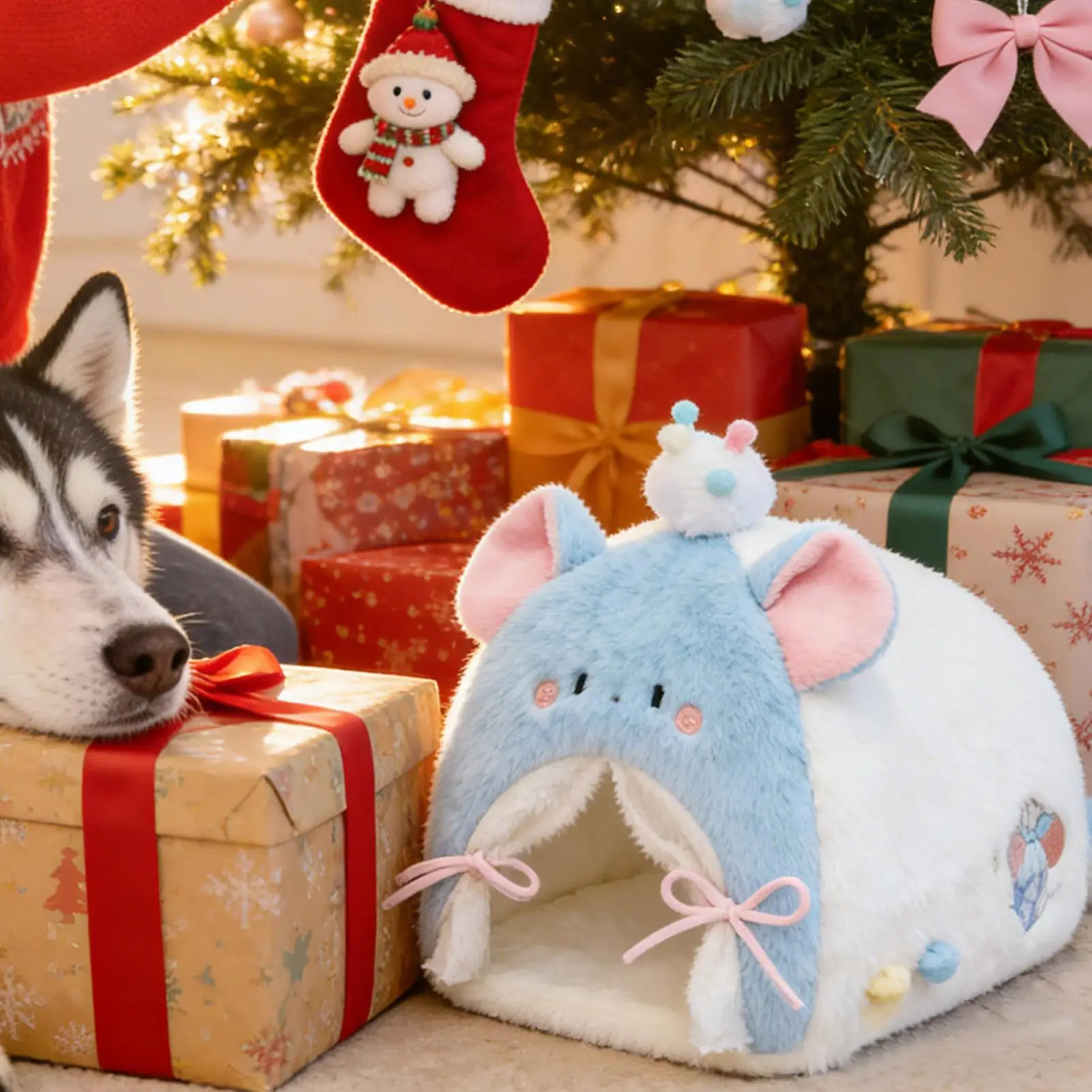 سرير دمية أثاث مصغر Playset دمية خيمة سرير لغرفة المعيشة المنزل اللعب الخيالي الحيوانات المحشوة عرض سطح المكتب الداخلي