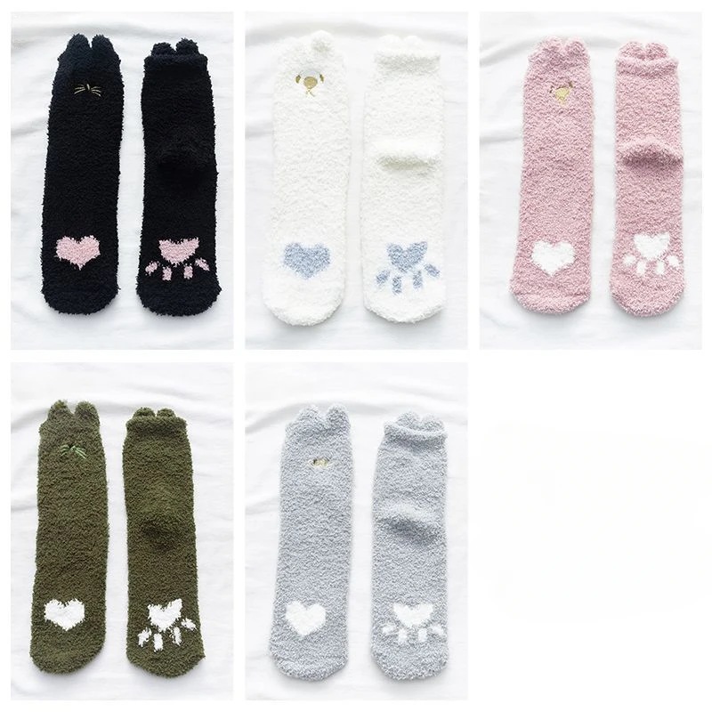 5 Pairs New Autumn Winter Thick Women Cute Socks Set Warm Ladies Girl Cartoon Warm Floor Sleeping Sock For Women Gift