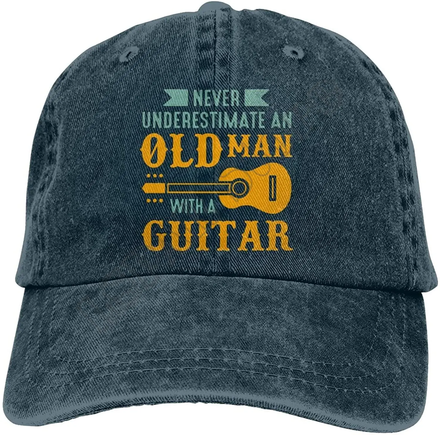 Baseball Cap Old Man with Guitar Denim Hats Adjustable Trucker Hats Dad Cap