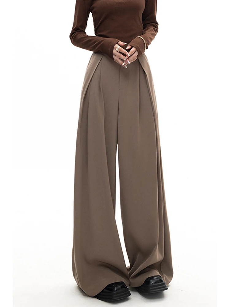 Autumn Spring Suit Pants Female Solid Wide Leg Pants Women Full Length Pants Ladies High Quality simple Casual Straight Pants