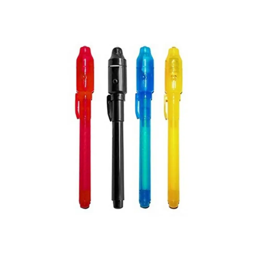 4Pcs 2 in 1 Luminous Light Invisible Ink Pen UV Writing Invisible Ink Marker Kids Drawing Gift Check Money Pen Glow in the Dark