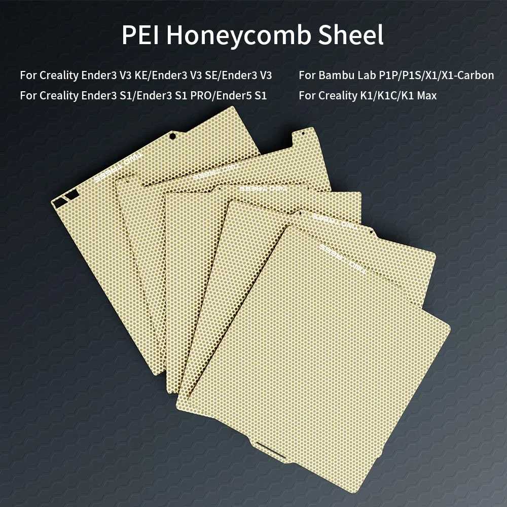 PEI Honeycomb Build Plate For Bambu Lab A1mini X1/P1/P1S/X1C Double Sided PEI Spring Steel Sheet For Creality K1/K1C/K1 Max