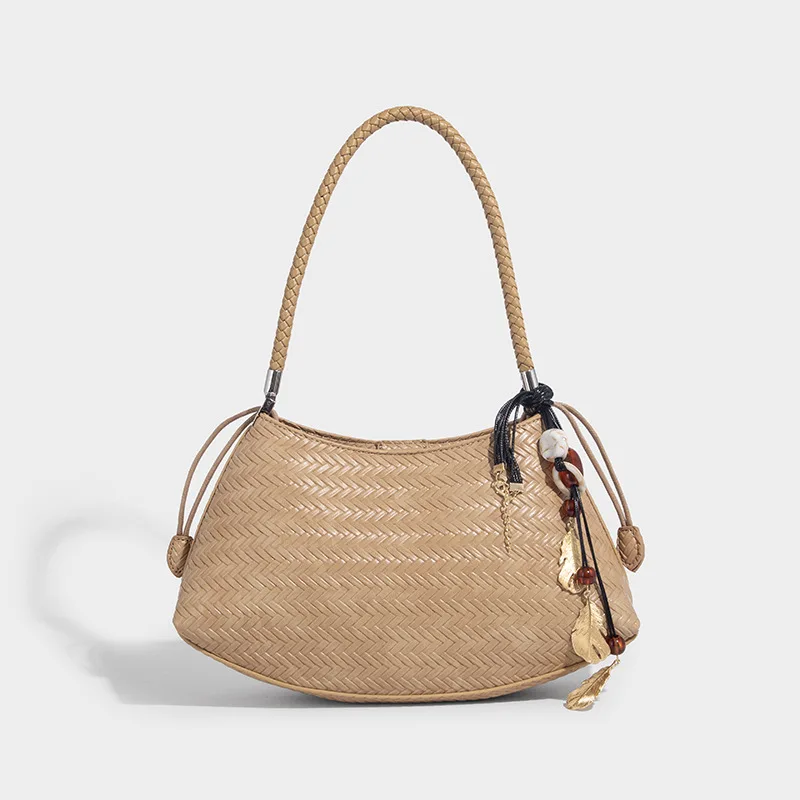 Nieuwe luxe designer shell geweven onderarmtas voor dames Vintage PU lederen handtas met binnenzak Modieuze schoudertas