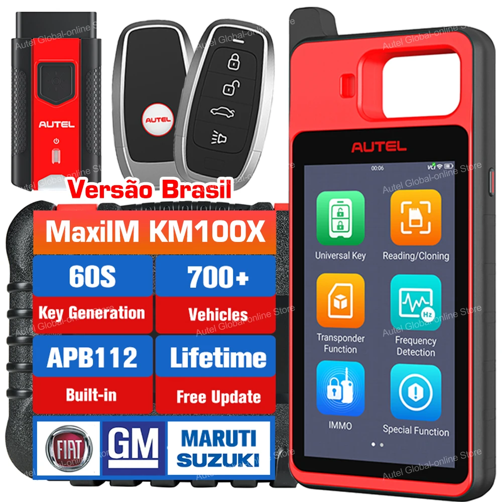 Autel MaxiIM KM100X Key Programmer Key Fob Programming Tool 60s Key Generation OBD IMMO Learning KM100 Brazil Version PK IM508