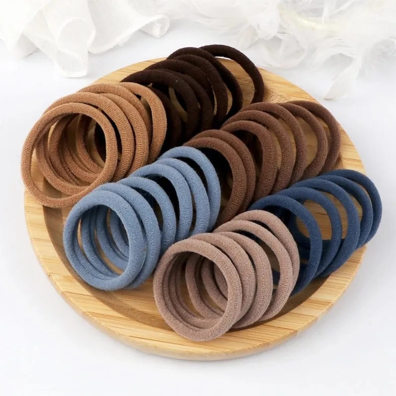 50/100pcs Women Colorful Nylon Hair Bands 4cm Elastic Headbands Girls Ponytail Holder Scrunchie Fashion Hair Accessory Headwear