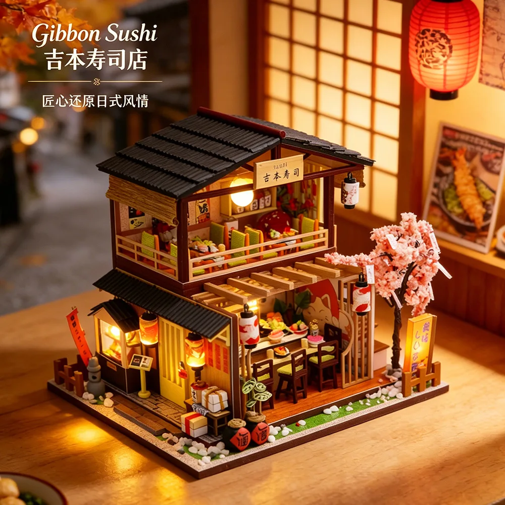 

Сборная деревянная миниатюрная архитектурная модель ручной работы для декора японского суши-ресторана в стиле хижины