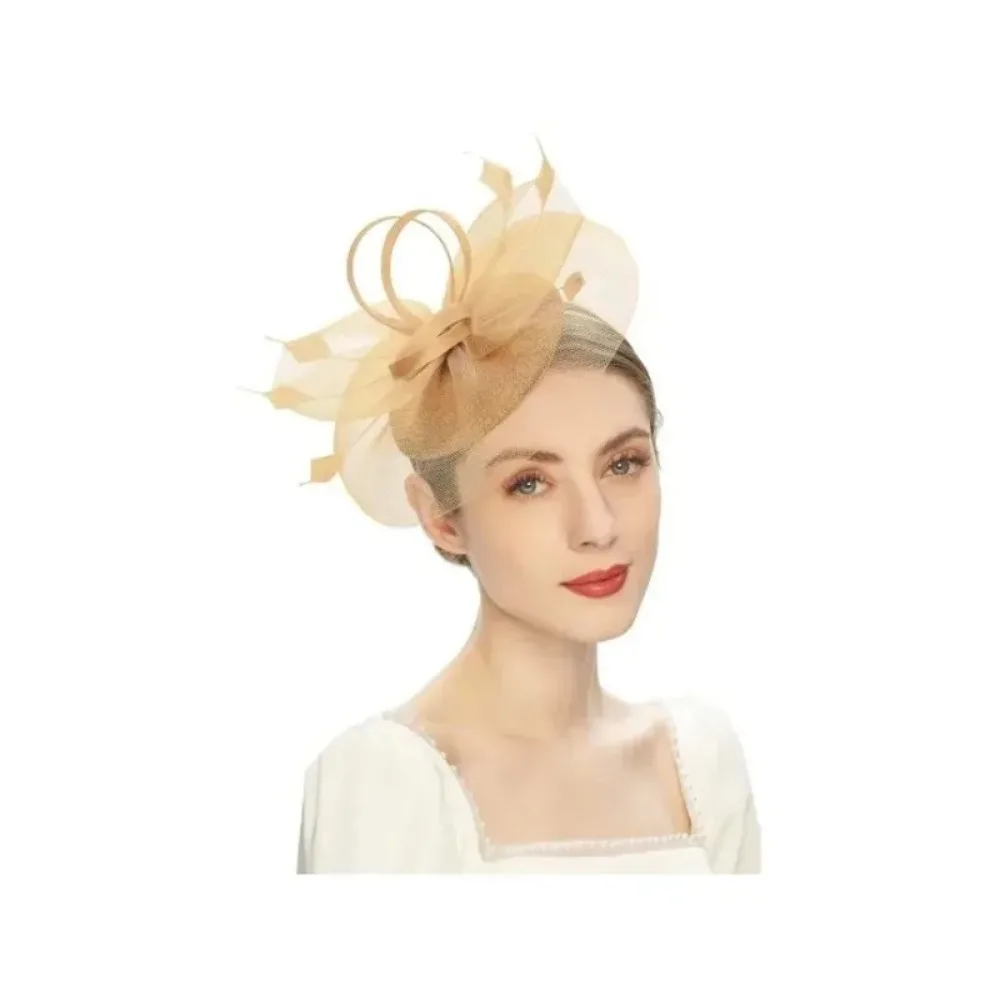 Nouveau Fascinator Élégant en Plumes et Voile avec Filet, Chapeau, Coiffe, Serre-tête et Bandeau pour Cheveux