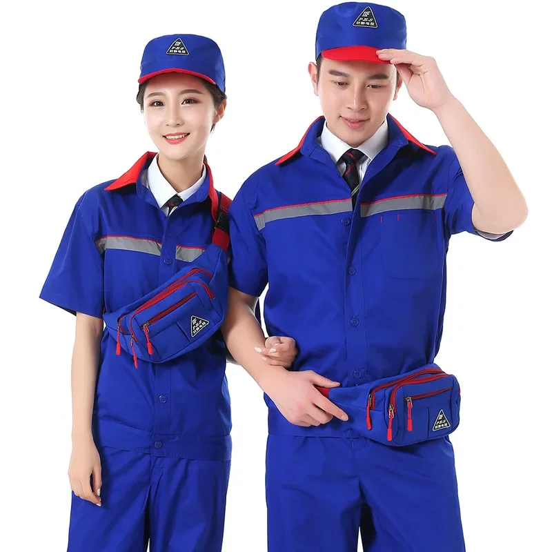 

DurableGas Station Overalls Summer Suit Men's Thin Short-sleeved Gas Sinopec Group Anti-static Overalls