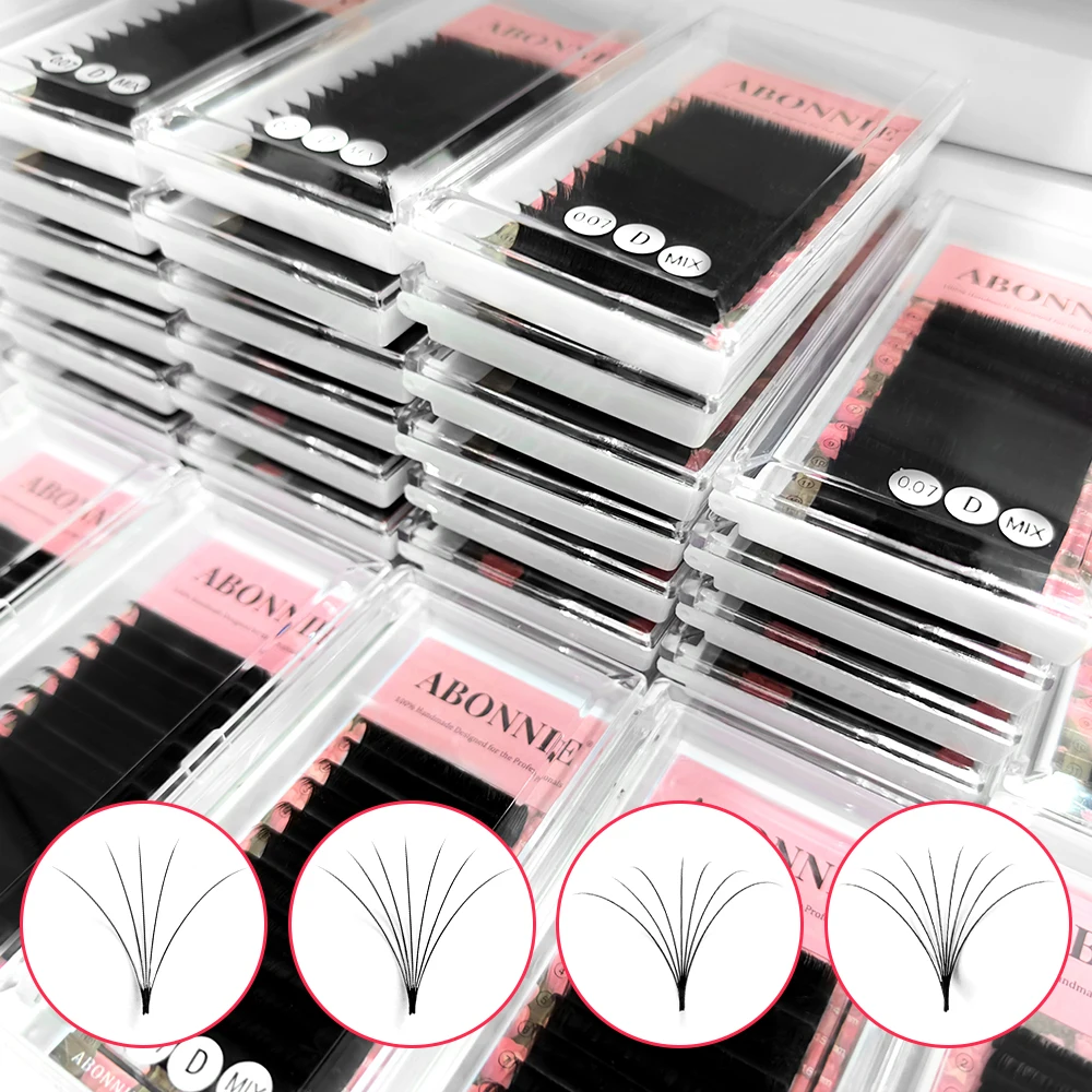 Abonnie Cashmere Easy Fan Lashes Matte Black Eyelash Extension Mega Volume Fans 8-25m All Size Eyelashes Supplies