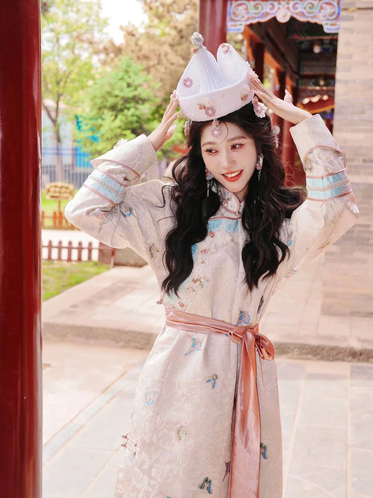 

Mongolian Ethnic Style Dance Girl Photography Costume Minority Wind Travel Shoot Traditional Robe for Young Women