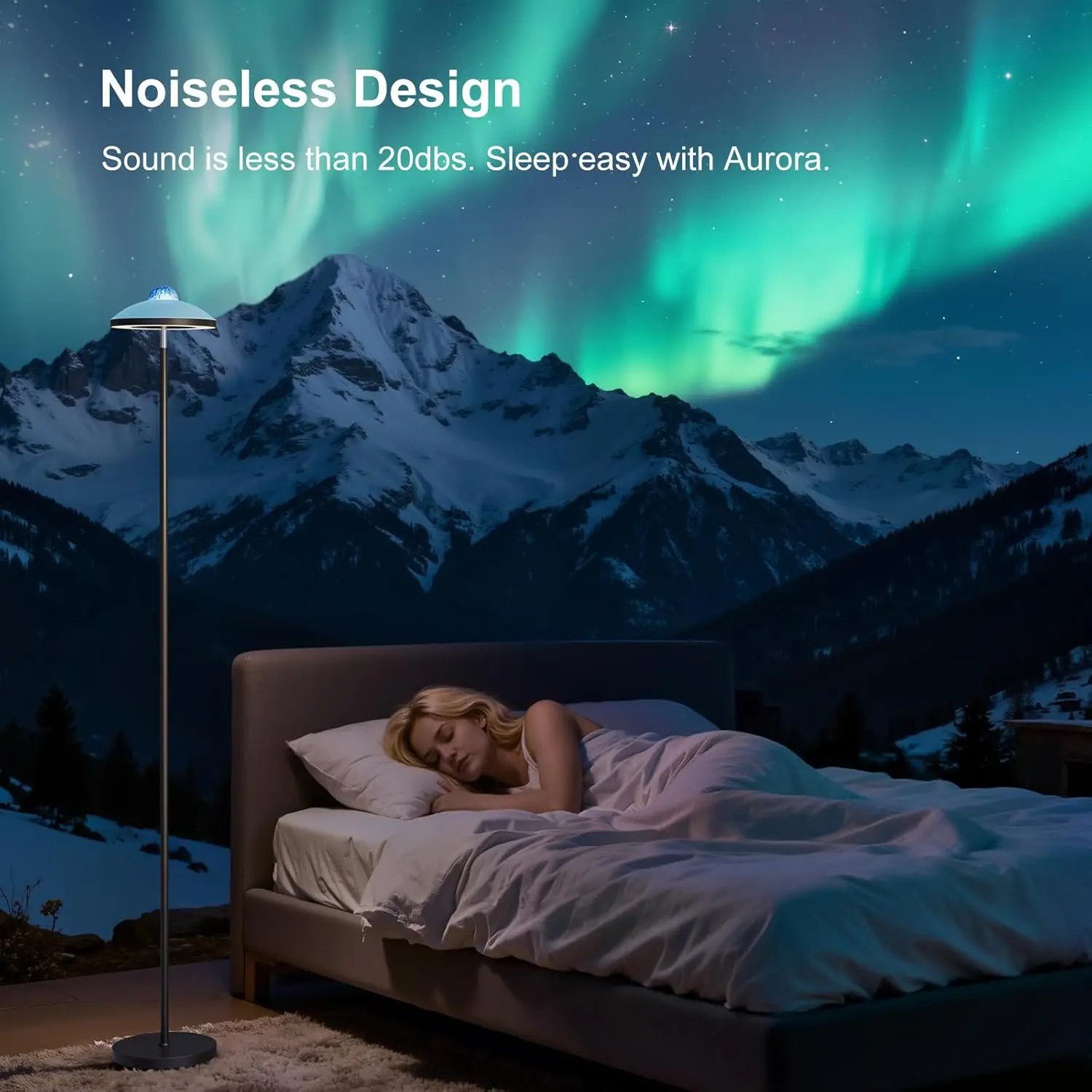 مصباح أرضي مع جهاز عرض RGB Star، 15 وات 1400 لومن قابل للتعتيم 4 درجات حرارة LED، جهاز تحكم عن بعد، زاوية سوداء حديثة La